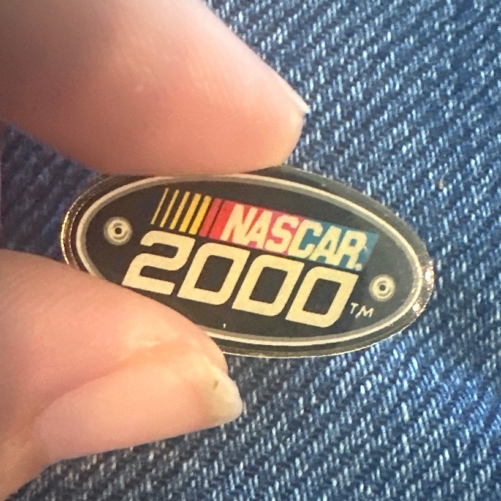 Vintage NASCAR 2000 Logo Lapel Pin Oval Black Enamel Racing Collectible Hat Pin